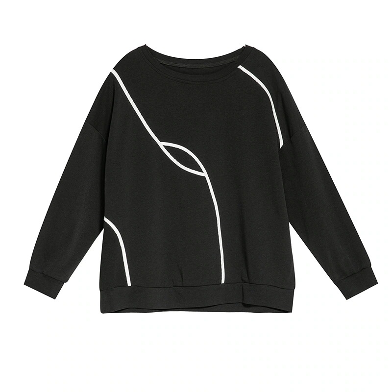 2024欧米春秋せラウンドネック トップス大きいサイズ tシャツ黒白長袖ロングTシャツ上着スウエット 2024欧米春秋せラウンドネック トップス大きいサイズ tシャツ黒白長袖ロングTシャツ上着スウエット