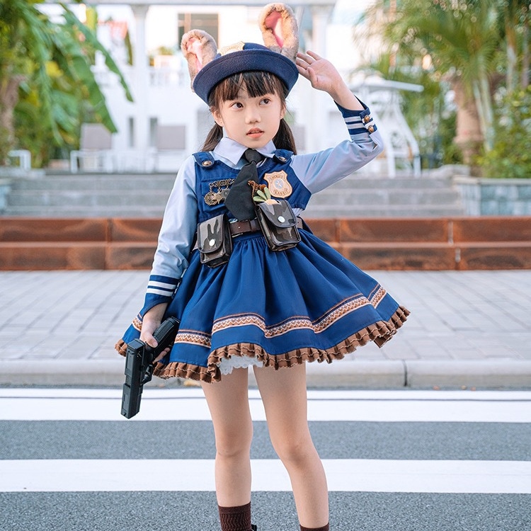 【1枚購入で20% OFF】コスプレワンピース ウサギ警官 二次元 かわいい 全服 子供 春夏ワンピース ロリータ女の子プリンセス