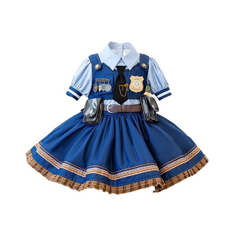 【1枚購入で20% OFF】コスプレワンピース ウサギ警官 二次元 かわいい 全服 子供 春夏ワンピース ロリータ女の子プリンセス
