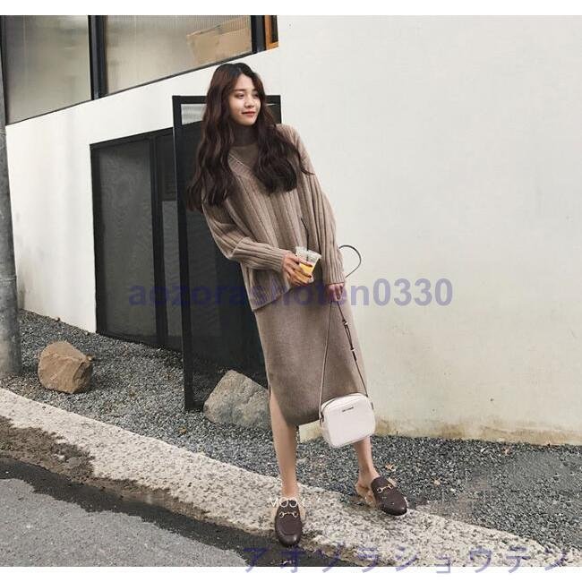 セットアップ レディース ニットトップス 上下セット ニットワンピース カジュアル 71 Off 着 女子 可愛い