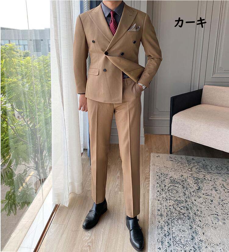 スーツダブルスーツメンズオールシーズン2点セットジャケット+ズlボンメンズスーツ上下セットフォーマルスリムビジネススーツ大きいサイズ6Lまで細身紳士服卒業式成人式結婚式通勤就職活披露宴葬式喪服上品おし