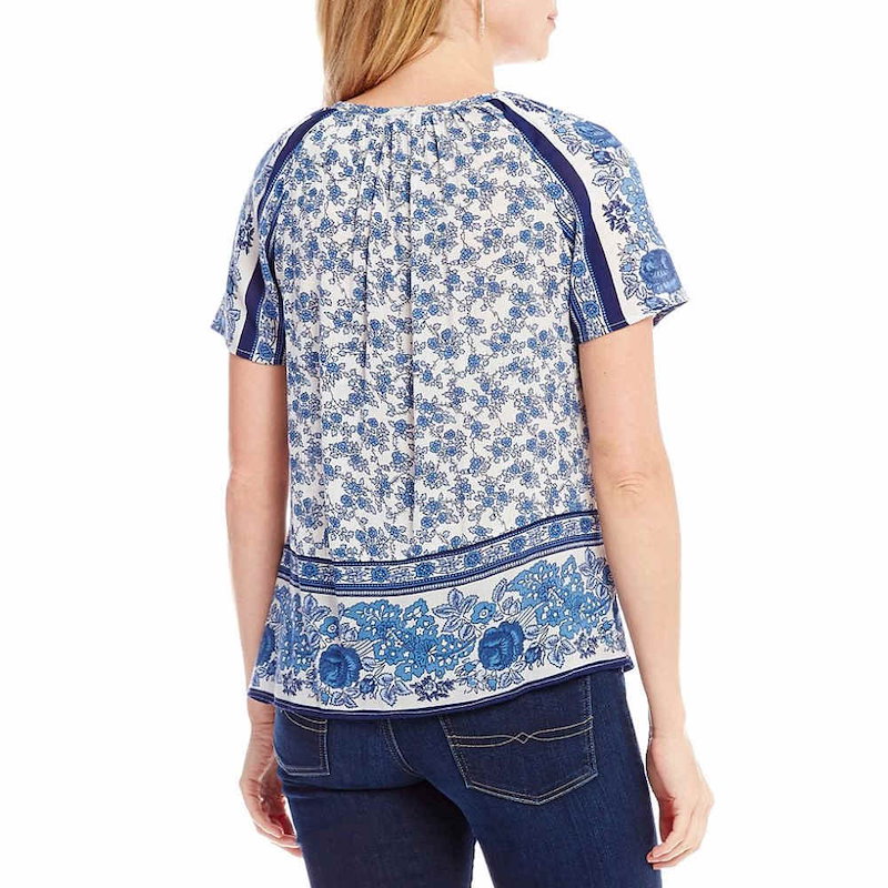 ラッキーブランド レディース トップス ブラウス・シャツ【Lucky Brand Tassel Tie-Neck Floral Border Print Peasant Top】Blue Multi ラッキーブランド レディース トップス ブラウス・シャツ【Lucky Brand Tassel Tie-Neck Floral Border Print Peasant Top】Blue Multi