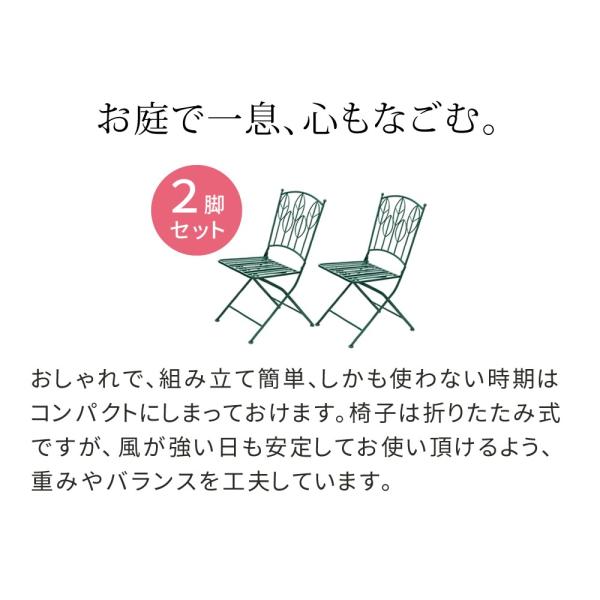 ガーデンチェア 椅子 2脚セット おしゃれ ヨーロピアン 南欧 北欧 ボタニカル デザイン グリーン 緑 庭 ガーデニング ベランダ テラス 屋上 屋外 バルコニー ガーデンチェア 椅子 2脚セット おしゃれ ヨーロピアン 南欧 北欧 ボタニカル デザイン グリーン 緑 庭 ガーデニング ベランダ テラス 屋上 屋外 バルコニー