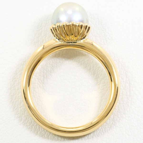 K18 18金 YG リング 指輪 13号 アコヤ真珠 約9mm カード鑑別書 ジュエリー 中古 K18 18金 YG リング 指輪 13号 アコヤ真珠 約9mm カード鑑別書 ジュエリー 中古