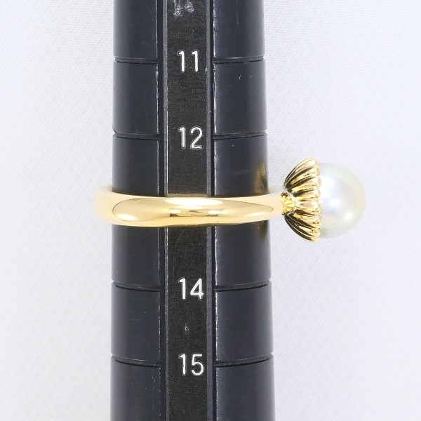 K18 18金 YG リング 指輪 13号 アコヤ真珠 約9mm カード鑑別書 ジュエリー 中古 K18 18金 YG リング 指輪 13号 アコヤ真珠 約9mm カード鑑別書 ジュエリー 中古
