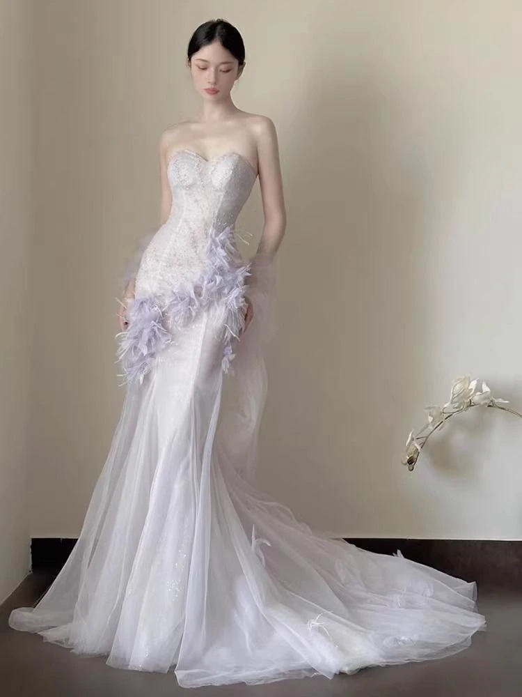 パードレス2025ハイエンドストラップレスホストバースデーパーティーテイルスカート パードレス2025ハイエンドストラップレスホストバースデーパーティーテイルスカート