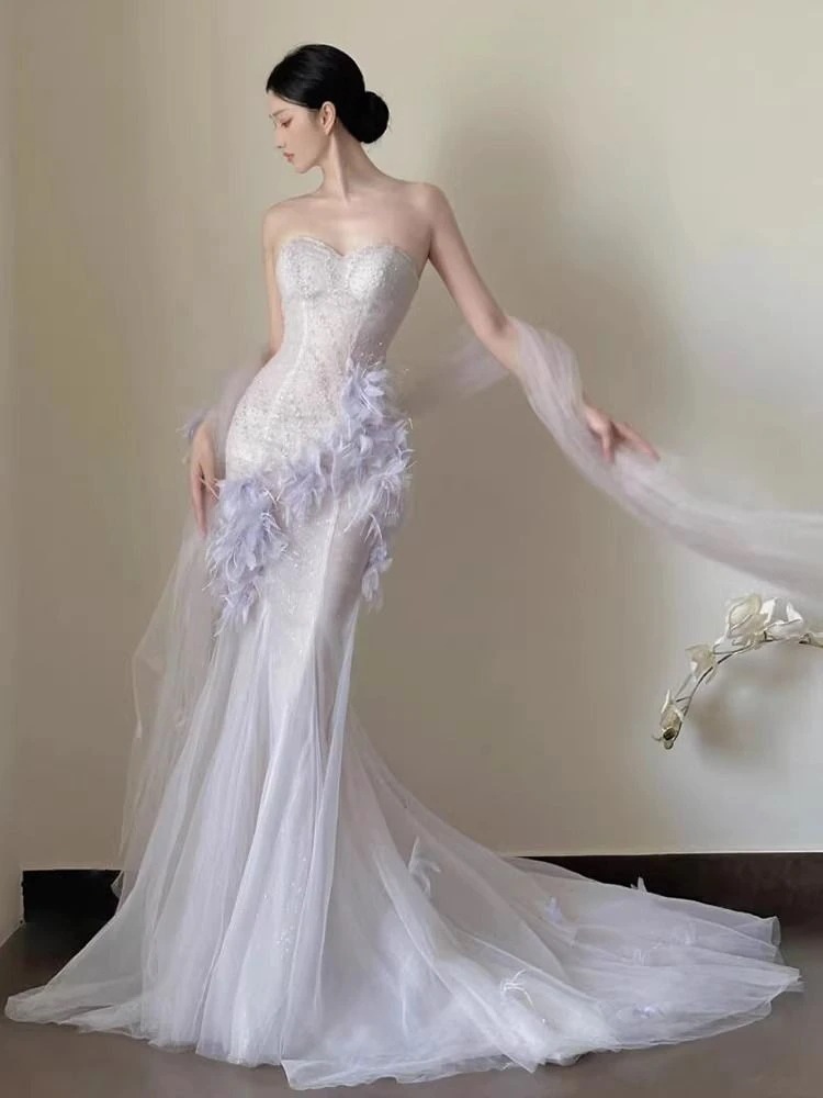 パードレス2025ハイエンドストラップレスホストバースデーパーティーテイルスカート パードレス2025ハイエンドストラップレスホストバースデーパーティーテイルスカート