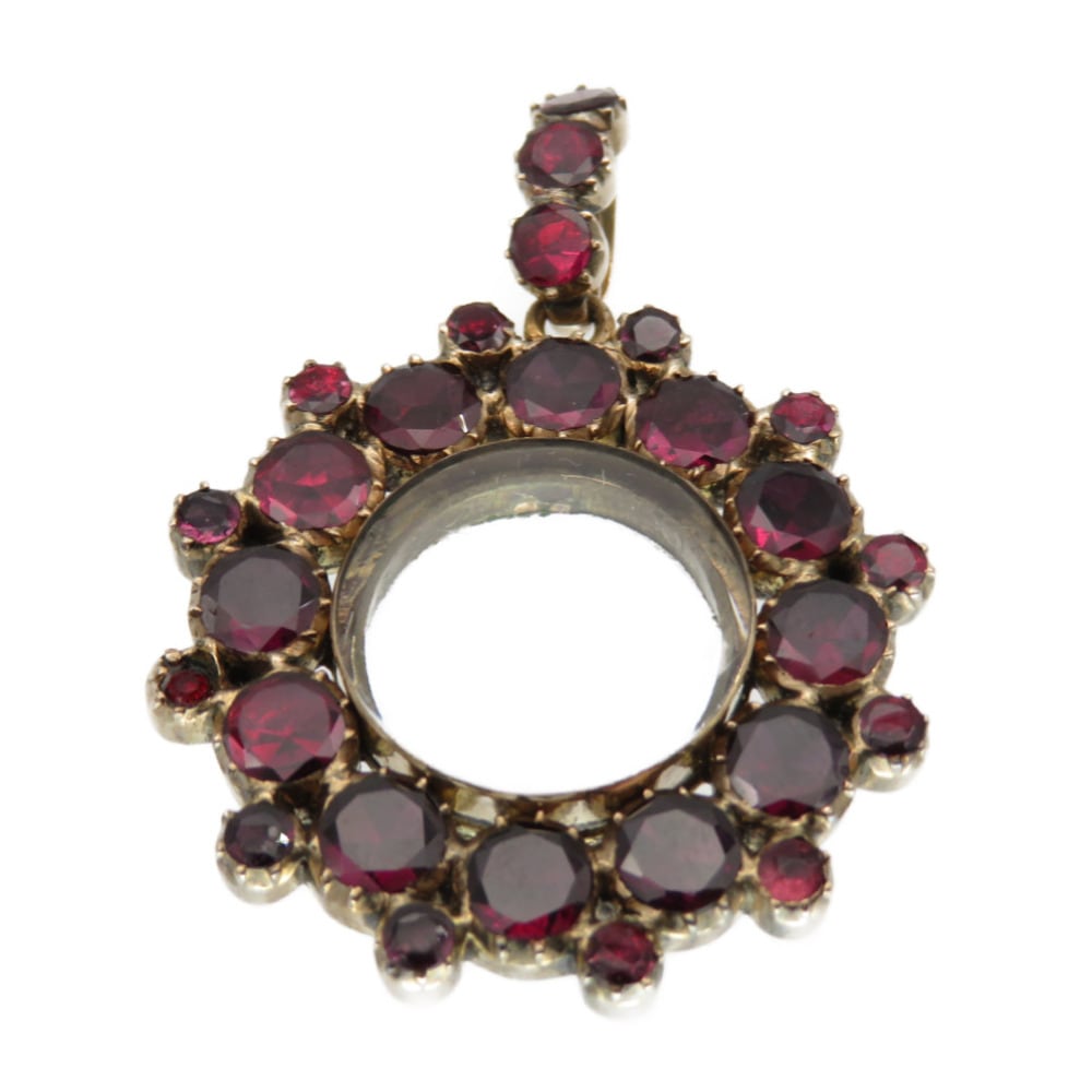 ジョージアン アンティーク 1820年頃 ガーネット ロケットペンダント ペンダントトップ K9YG/ガーネット レッド 0001【中古】Georgean レディース