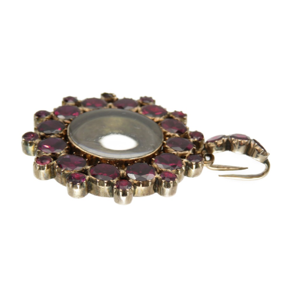 ジョージアン アンティーク 1820年頃 ガーネット ロケットペンダント ペンダントトップ K9YG/ガーネット レッド 0001【中古】Georgean レディース