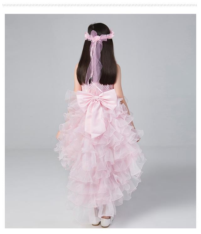4色 子供 ドレス ロング ミモレ丈 プリンセス 大人っぽい 可愛い キッズドレス ピアノ 発表会 女の子 誕生日 おしゃれ 子ども 結婚式 フォーマル 子供服 パール リボン フリル ノースリーブ
