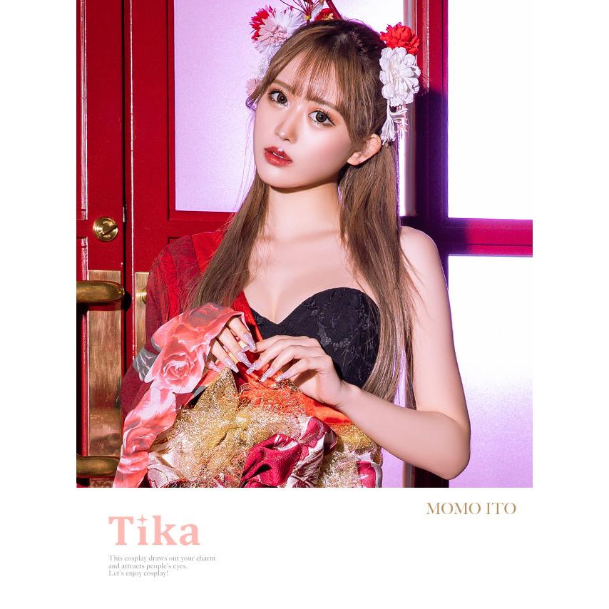 【新品未使用タグ付き】 vanitymeコスプレ　花魁　お化けの日　ハロウィン 華やかフラワープリントバックシャン花魁コスチューム