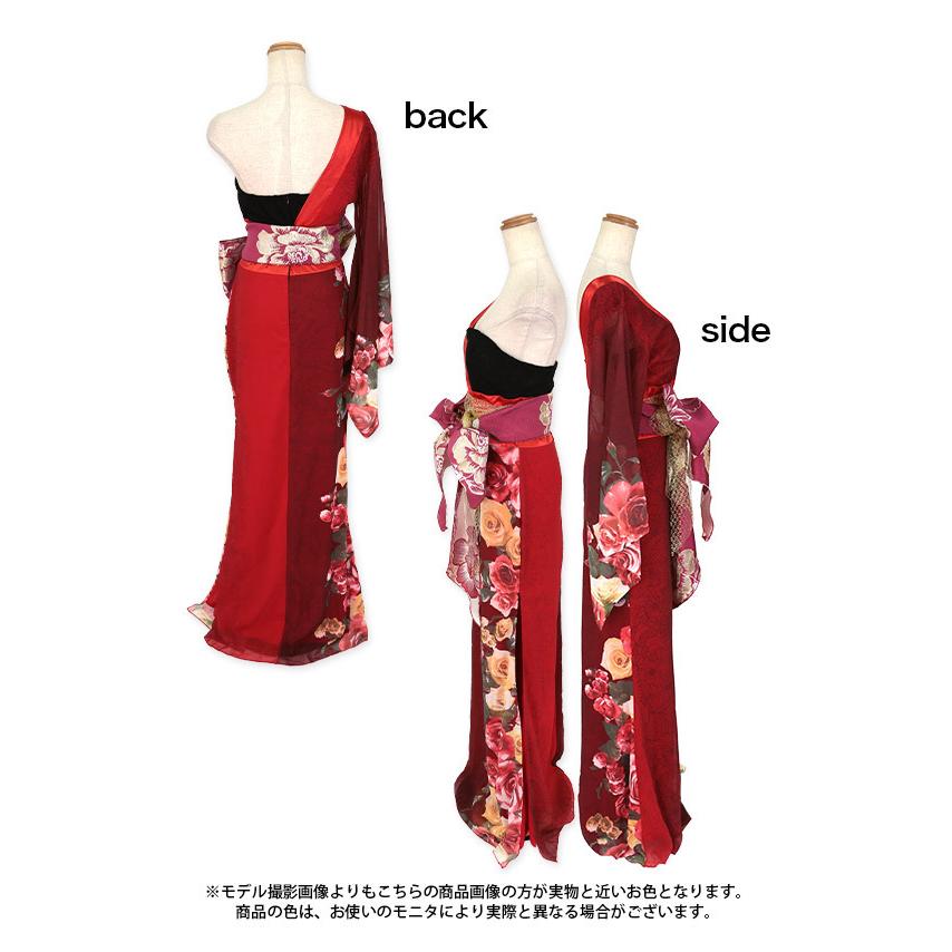 花魁 コスプレ 衣装 ドレス 3点セット 赤 黒 セクシー