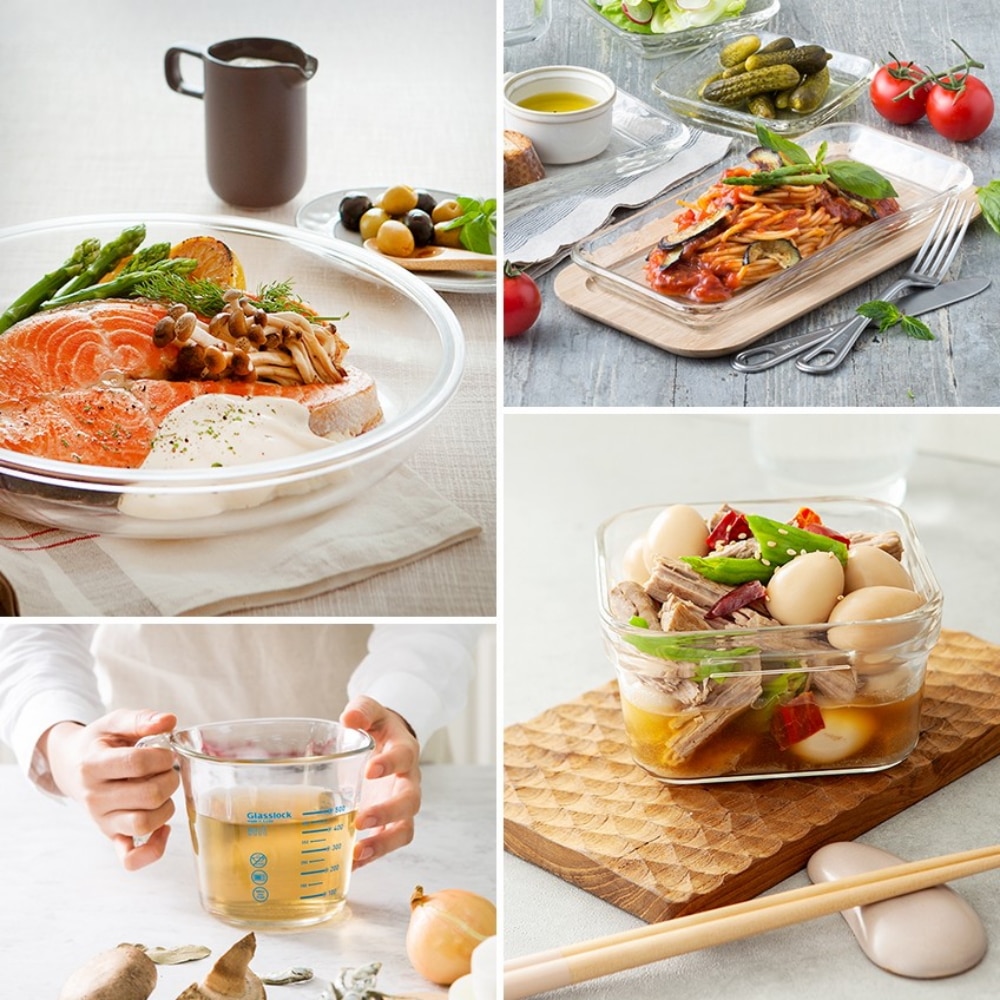 [Glasslock] ピュア ホワイト 混合 6組 ギフトセット おしゃれな デザイン ガラス 食品保管容器