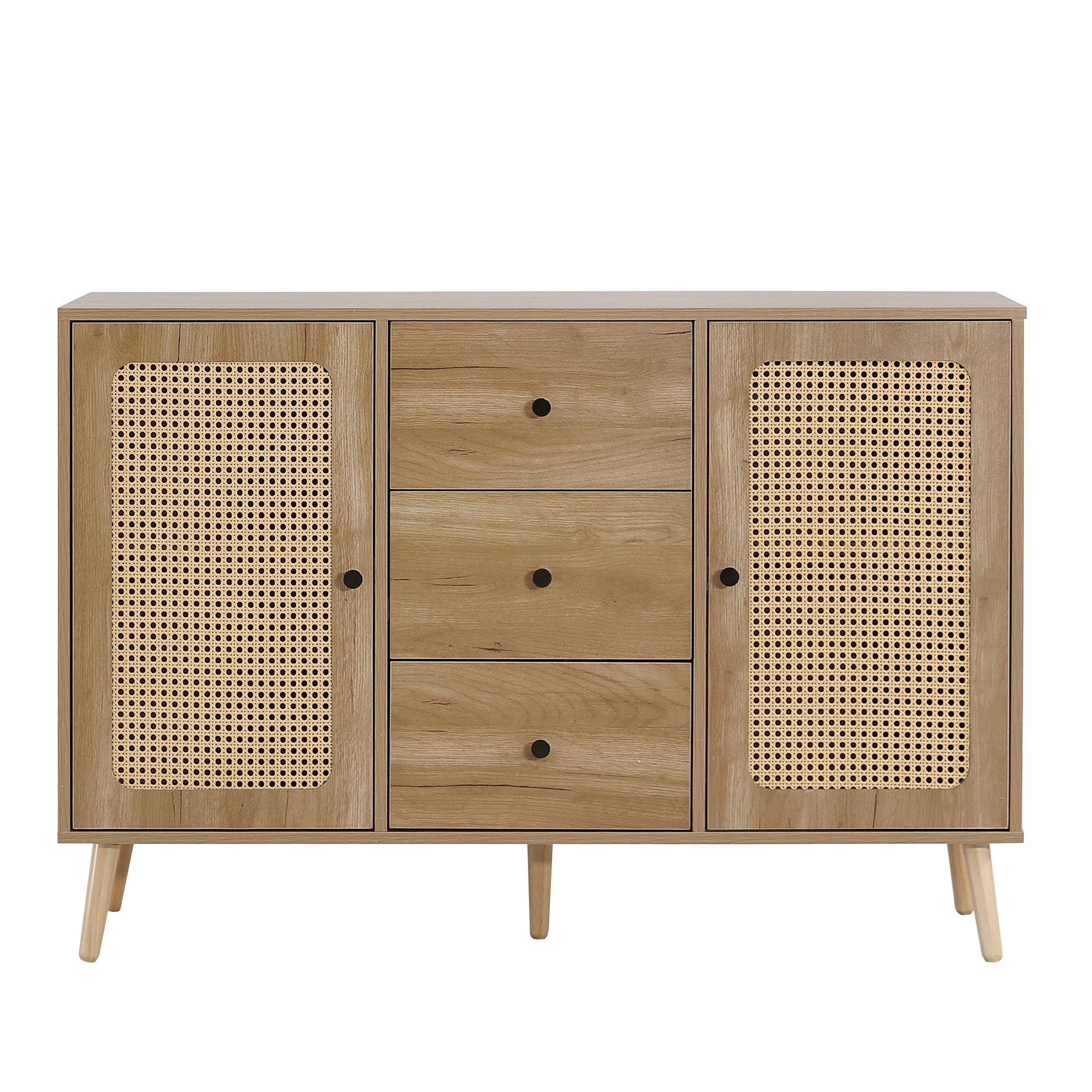 222キャビネット サイドボード チェストラタン調 ラタン風 引き出し付き 大容量 収納棚 リビング 収納 ローボード 収納チェスト2段 サイドボード 扉付き リビングボード 洋服 タンス 収納 箪笥