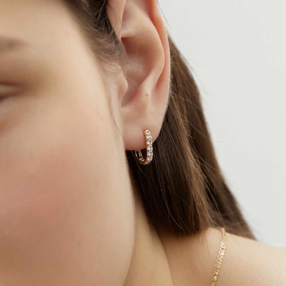 LUNNE 14k ブリリアントオーバルワンタッチリングピアス 14k ゴールド #LFE23 LUNNE 14k ブリリアントオーバルワンタッチリングピアス 14k ゴールド #LFE23