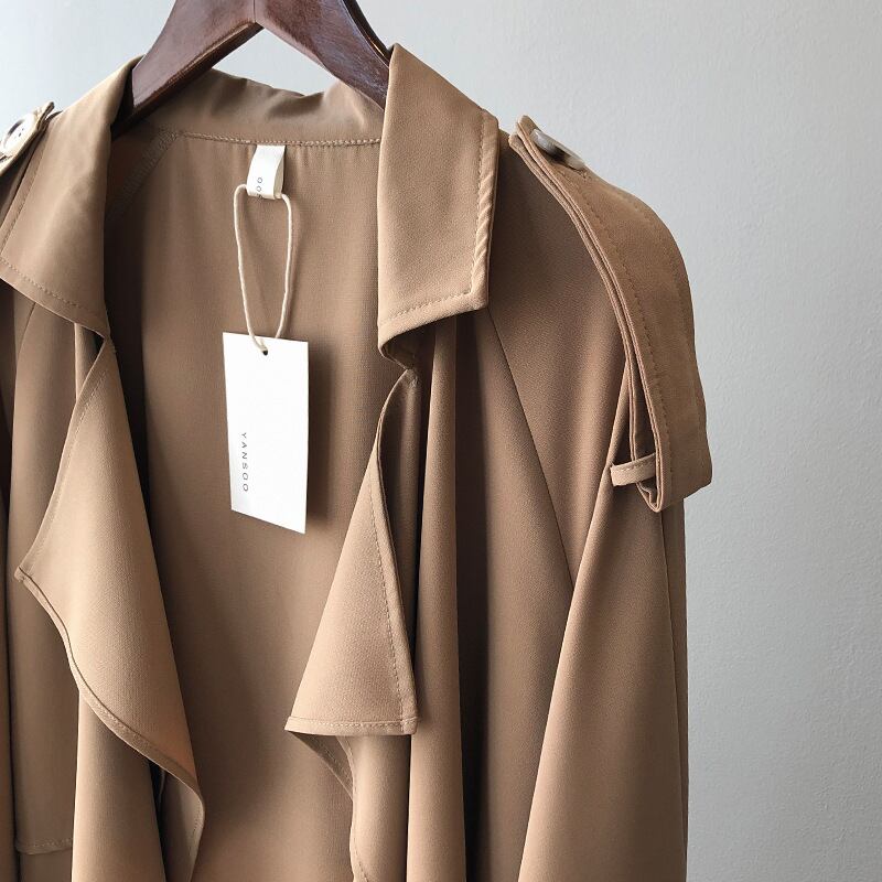 ジャケット コート アウター 上着 トレンチコート スプリングコート ロングコート 羽織 トレンチ ミモレ ロング 長袖 襟付き ステンカラー ストレート ドレープ フェミニン 韓国風 ウエストマーク ジャケット コート アウター 上着 トレンチコート スプリングコート ロングコート 羽織 トレンチ ミモレ ロング 長袖 襟付き ステンカラー ストレート ドレープ フェミニン 韓国風 ウエストマーク