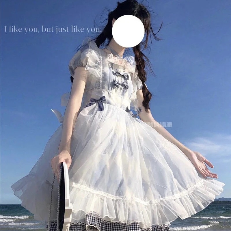 ツインアリスロリータブルーチェック柄カバースカート告白バルーンホームスカート ツインアリスロリータブルーチェック柄カバースカート告白バルーンホームスカート