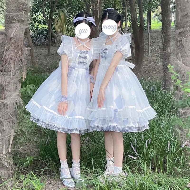 ツインアリスロリータブルーチェック柄カバースカート告白バルーンホームスカート ツインアリスロリータブルーチェック柄カバースカート告白バルーンホームスカート