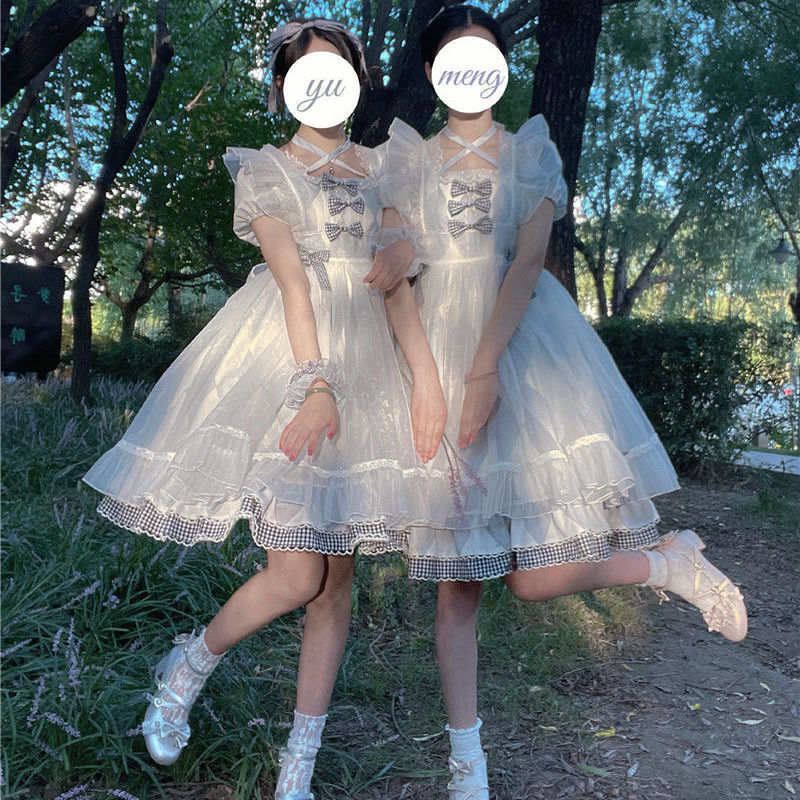 ツインアリスロリータブルーチェック柄カバースカート告白バルーンホームスカート ツインアリスロリータブルーチェック柄カバースカート告白バルーンホームスカート