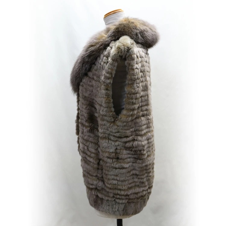 フォックス ファー 襟付き レッキスラビット ファー ベスト カーキ 送料無料 レディース ギフト プレゼント フォックス ファー 襟付き レッキスラビット ファー ベスト カーキ 送料無料 レディース ギフト プレゼント