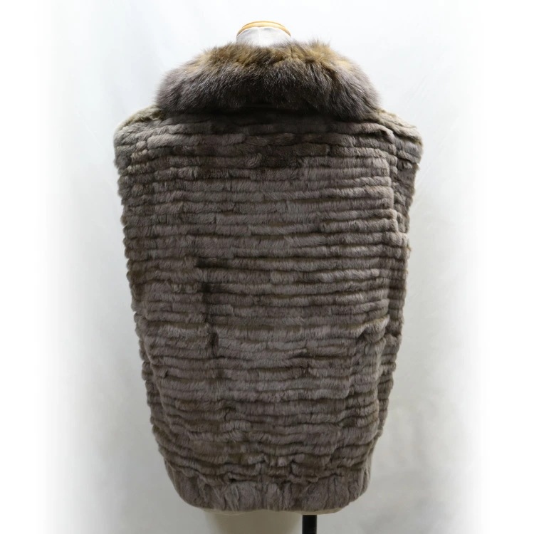 フォックス ファー 襟付き レッキスラビット ファー ベスト カーキ 送料無料 レディース ギフト プレゼント フォックス ファー 襟付き レッキスラビット ファー ベスト カーキ 送料無料 レディース ギフト プレゼント