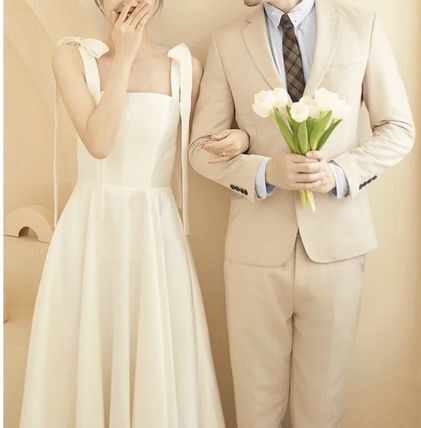 ウエディングドレス エレガント ハイウエスト Aライン無地 ロング ホームパーティーアイテム 結婚式二次会 きれいめ シンプル カジュアル 上品 おしゃれ かっこいい クール フォーマル 花嫁