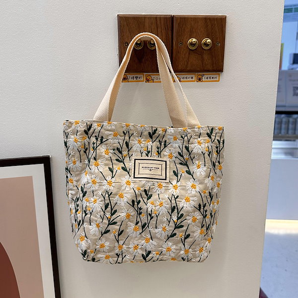 Qoo10] ins韓風 甘い刺繍 デイジー花 トート