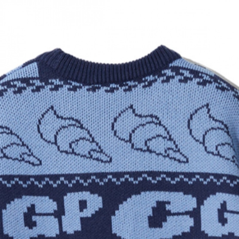 CODEGY (レディース) マリンジャカードオーバーフィットニット_ブルー CODEGY (レディース) マリンジャカードオーバーフィットニット_ブルー