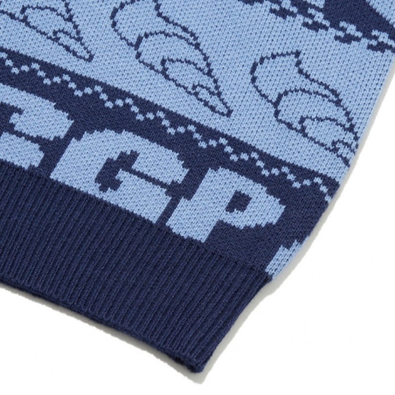 CODEGY (レディース) マリンジャカードオーバーフィットニット_ブルー CODEGY (レディース) マリンジャカードオーバーフィットニット_ブルー