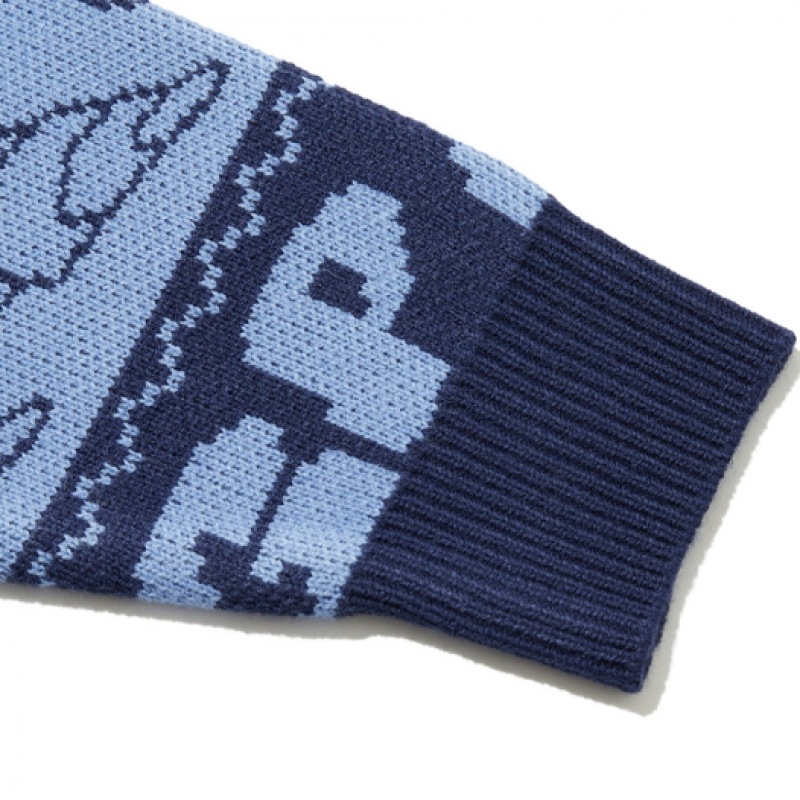 CODEGY (レディース) マリンジャカードオーバーフィットニット_ブルー CODEGY (レディース) マリンジャカードオーバーフィットニット_ブルー