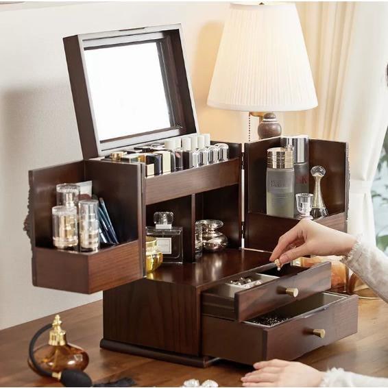 Qoo10] 木製 メイクボックス コスメボックス 大