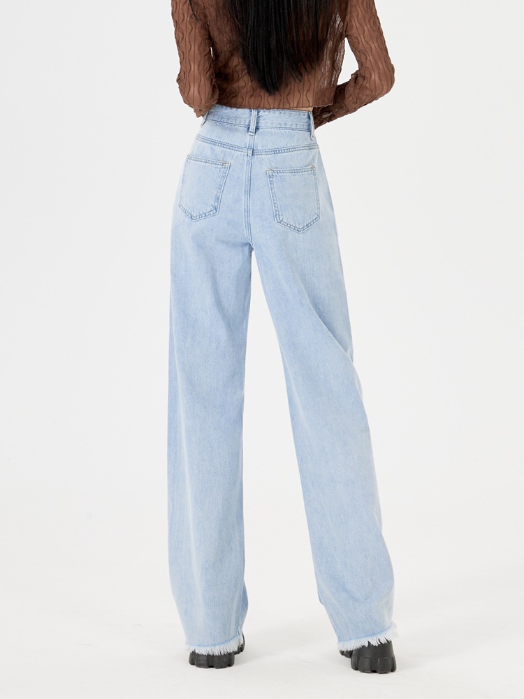淡色生成りワイドレッグジーンズ女性春春冬春春冬春新作ハイウエストスlトレートルーズドレープドラッグパンツ