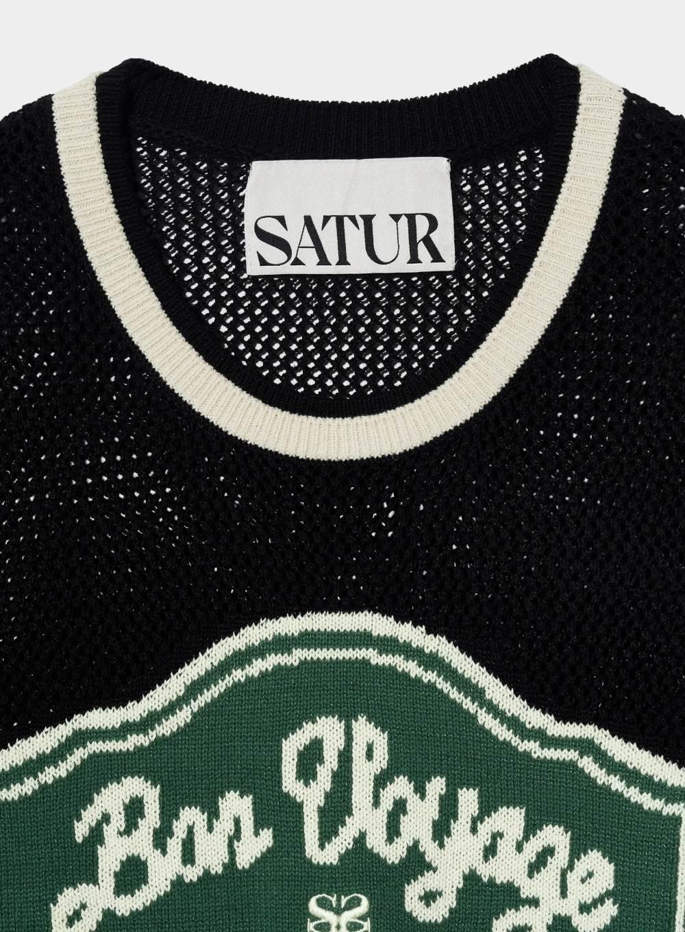 ★SATUR★Bon Voyage Artwork Logo Crew Neck Half Knit SATUR】 (W) BON VOYAGE ARTWORK LOGO CREW NECK HALF KNIT