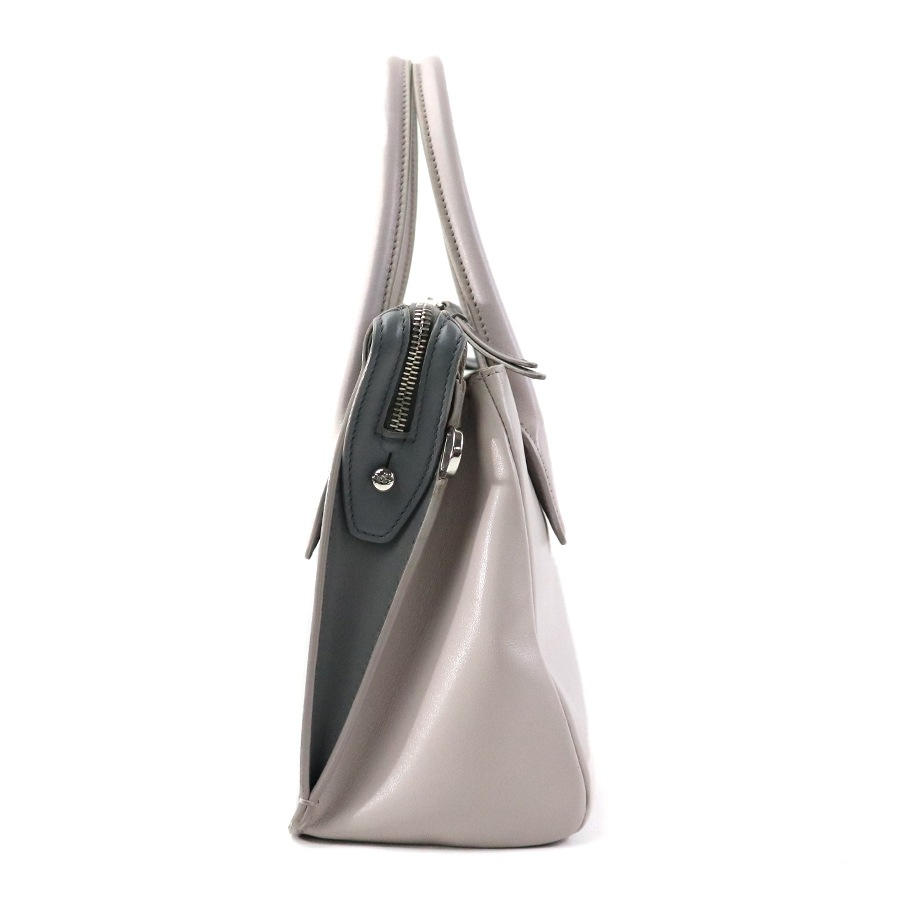 トッズ TOD’S ハンドバッグ ショルダーバッグ レザー グレー シルバー レディース e59435a