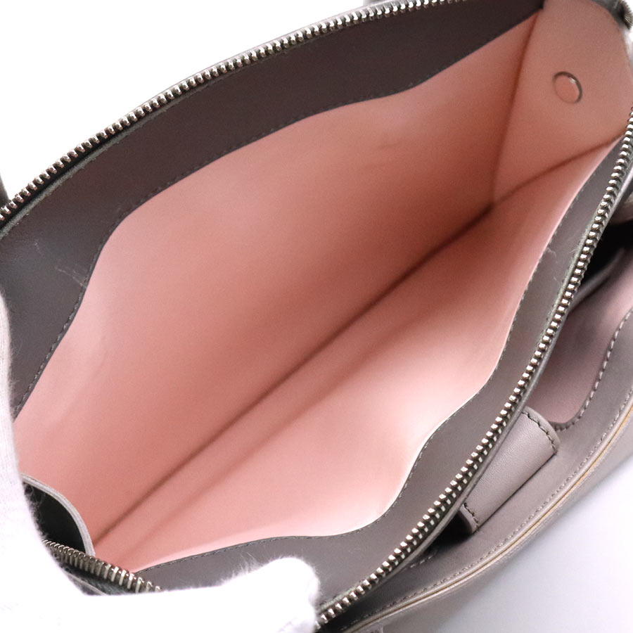 トッズ TOD’S ハンドバッグ ショルダーバッグ レザー グレー シルバー レディース e59435a