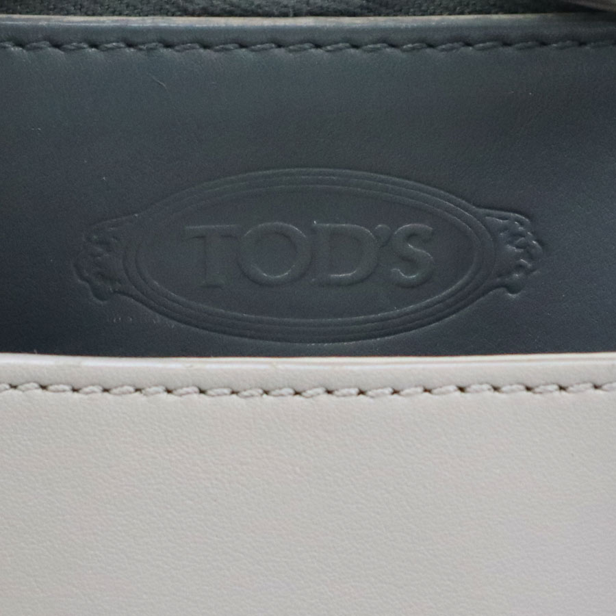 トッズ TOD’S ハンドバッグ ショルダーバッグ レザー グレー シルバー レディース e59435a
