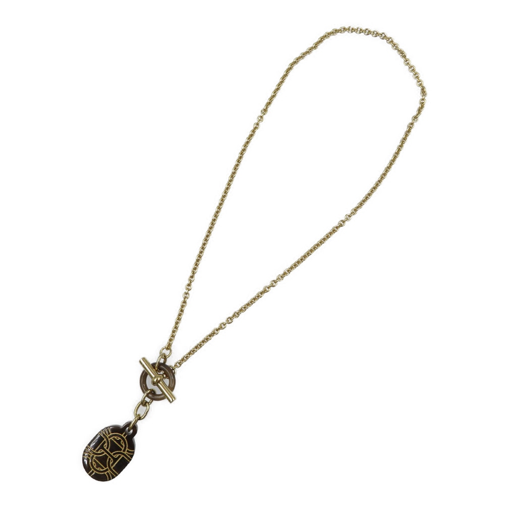 新品同様 シェーヌダンクル ネックレス バッファローホーン/メタル/バッファローホーン ブラウン 1429【中古】 レディース