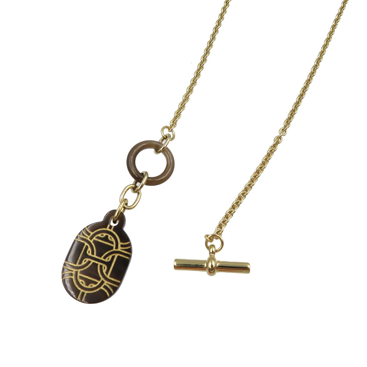 新品同様 シェーヌダンクル ネックレス バッファローホーン/メタル/バッファローホーン ブラウン 1429【中古】 レディース