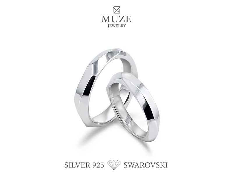 スワロフスキージルコニア使用 ペアリング 結婚指輪 マリッジリング 指輪 プラチナ仕上げ カップル リング ペア プラチナ仕上げ SV925 made in japan