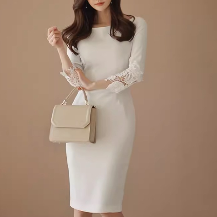 ドレス ワンピース ウェディング パーティー 結婚式 二次会 披露宴 演奏会 発表会 ステージ 膝下 ミモレ 7分袖 ラウンドネック 襟なし スレンダー タイト スリム 細身 Iライン スリット ドレス ワンピース ウェディング パーティー 結婚式 二次会 披露宴 演奏会 発表会 ステージ 膝下 ミモレ 7分袖 ラウンドネック 襟なし スレンダー タイト スリム 細身 Iライン スリット