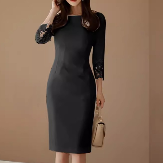 ドレス ワンピース ウェディング パーティー 結婚式 二次会 披露宴 演奏会 発表会 ステージ 膝下 ミモレ 7分袖 ラウンドネック 襟なし スレンダー タイト スリム 細身 Iライン スリット ドレス ワンピース ウェディング パーティー 結婚式 二次会 披露宴 演奏会 発表会 ステージ 膝下 ミモレ 7分袖 ラウンドネック 襟なし スレンダー タイト スリム 細身 Iライン スリット