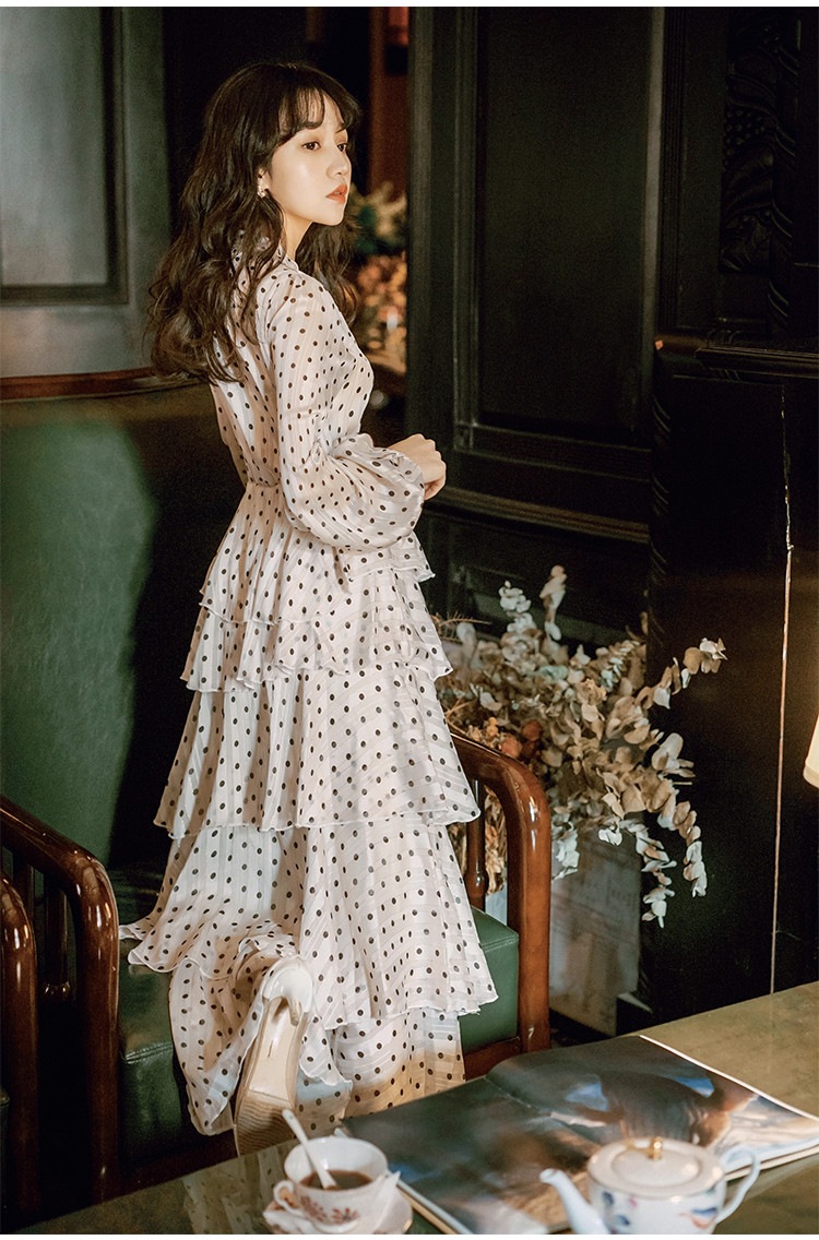 韓国ファッション フレンチ レトロ Vネック ドット おしゃれな シフォン 大人気 ワ 韓国ファッション フレンチ レトロ Vネック ドット おしゃれな シフォン 大人気 ワ