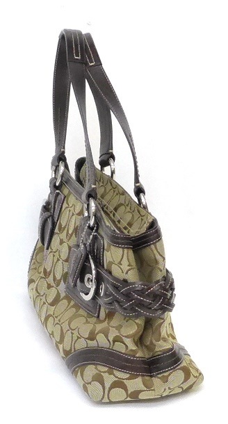 コーチ COACH トートバッグ ソーホーシグネチャージップサッチェル バックル 5089 チョコ カーキ キャンバス レザー レディース 【中古】 (39251) コーチ COACH トートバッグ ソーホーシグネチャージップサッチェル バックル 5089 チョコ カーキ キャンバス レザー レディース 【中古】 (39251)