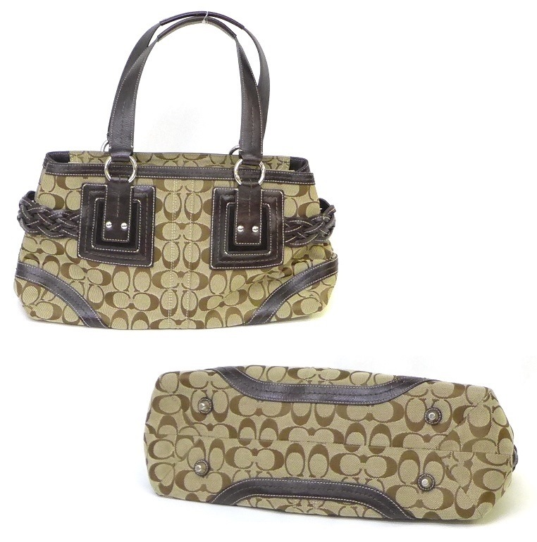 コーチ COACH トートバッグ ソーホーシグネチャージップサッチェル バックル 5089 チョコ カーキ キャンバス レザー レディース 【中古】 (39251) コーチ COACH トートバッグ ソーホーシグネチャージップサッチェル バックル 5089 チョコ カーキ キャンバス レザー レディース 【中古】 (39251)
