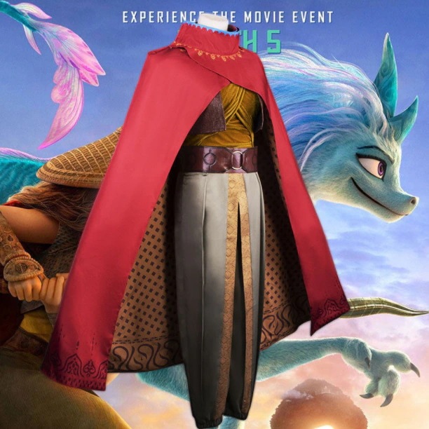 高品質 ラーヤ姫同風映画ドラゴン伝説cosラーヤコンプリートセット女性用ケープ付きコスプレアニメ衣装