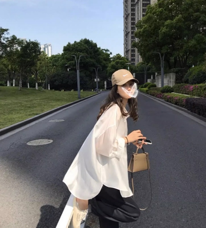 トップス シャツ 白シャツ 袖あり 長袖 襟付き 透け感 シースルー かわいい 大人可愛い シンプル カジュアル おしゃれ お洒落 かっこいい エキゾチック トップス シャツ 白シャツ 白トップス 袖あり 長袖 襟付き