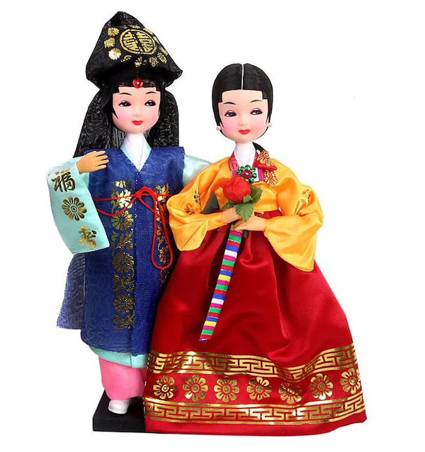 韓国伝統人形 2体セット Qoo10] 伝統2人韓服人形 浪子組 新郎組 伝統人