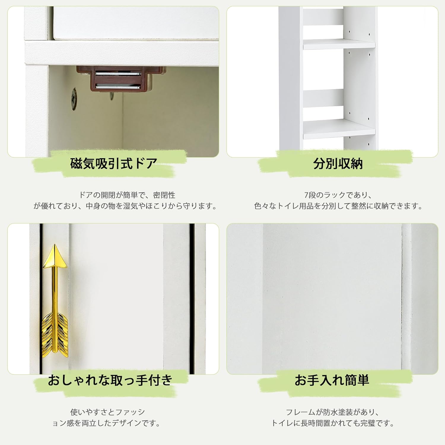 トイレ収納 スリム トイレ収納ラック 奥行20cm 扉付き 引き出し付き 防水 防湿 取っ手付き 組立簡単 トイレ収納棚 省スペース 小物置き 隙間収納 コンパクト 目隠し