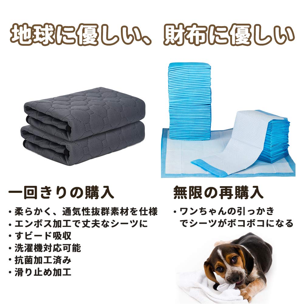 ペットシーツ 洗える 猫 犬用 おしっこパッド ペット用 トイレ下敷きマット 速乾 洗える 大判サイズ 多頭飼いに最適(グレーXL 二枚セット) ペットシーツ 洗える 猫 犬用 おしっこパッド ペット用 トイレ下敷きマット 速乾 洗える 大判サイズ 多頭飼いに最適(グレーXL 二枚セット)