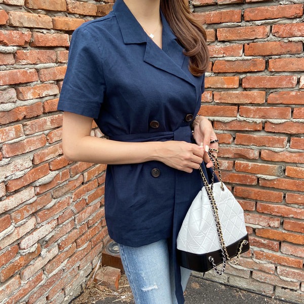 린넨 반팔 벨트 자켓 블라우스 자체제작 봄 여름 3컬러 린넨 반팔 벨트 자켓 블라우스 자체제작 봄 여름 3컬러